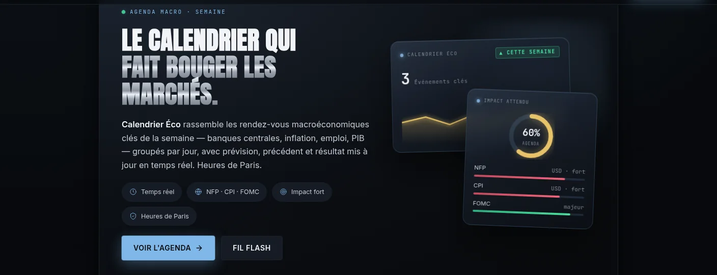 Calendrier économique : les événements clés de la semaine